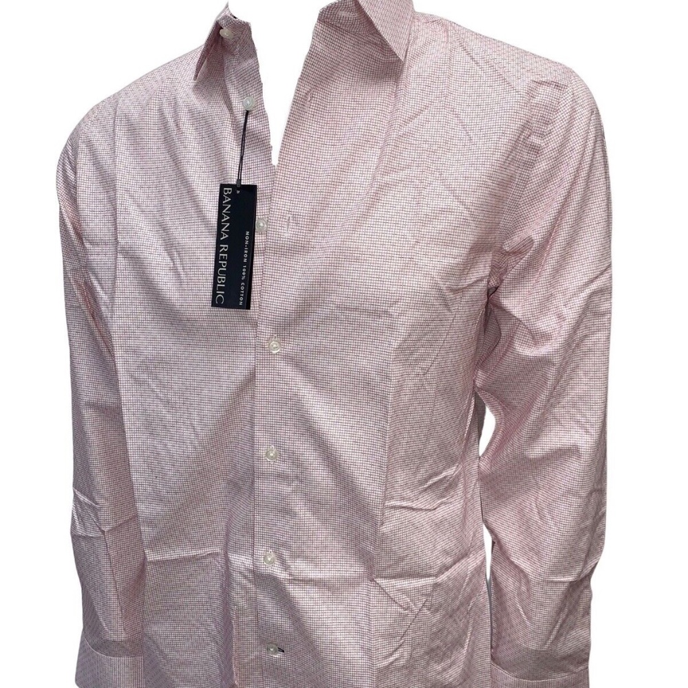 Banana Republic Mens Non-Iron Slim Fit Button Down Color Pink 510178 NWT